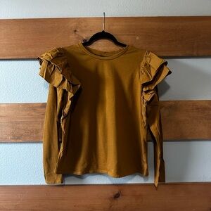 Ruffled Mustard Long Sleeve Top